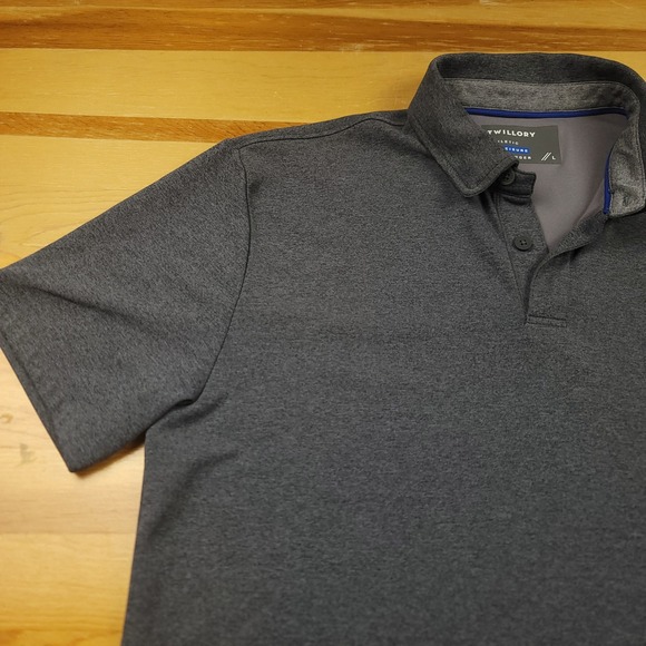 TWILLORY Men Charcoal Gray Athleisure  Polo Shirt Size L Casual Lux Golf - Picture 3 of 10